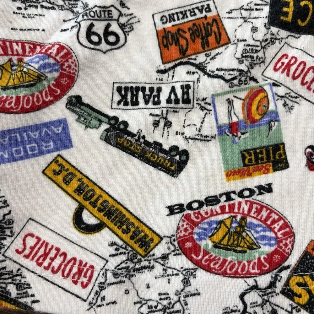 Vintage Leapin' Lizard Kids Pajama Top Size 8 Route 66 Road Trip Graphics USA